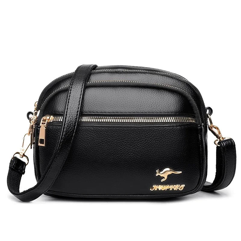 Leather Crossbody Purse for Women – Multi-Pocket Shoulder Messenger Bag