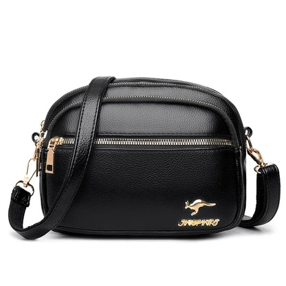 Leather Crossbody Purse for Women – Multi-Pocket Shoulder Messenger Bag