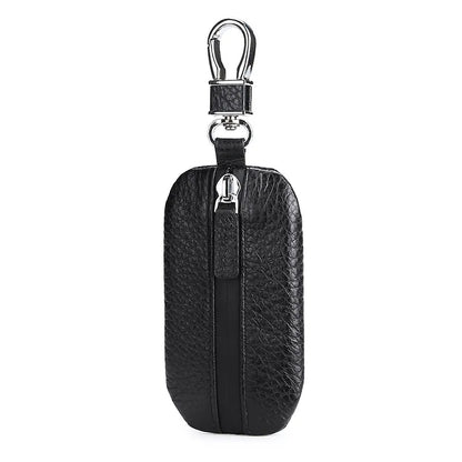 Genuine Leather Car Key Case Cowhide Lychee Pattern Universal Car Key Cover - Waterproof