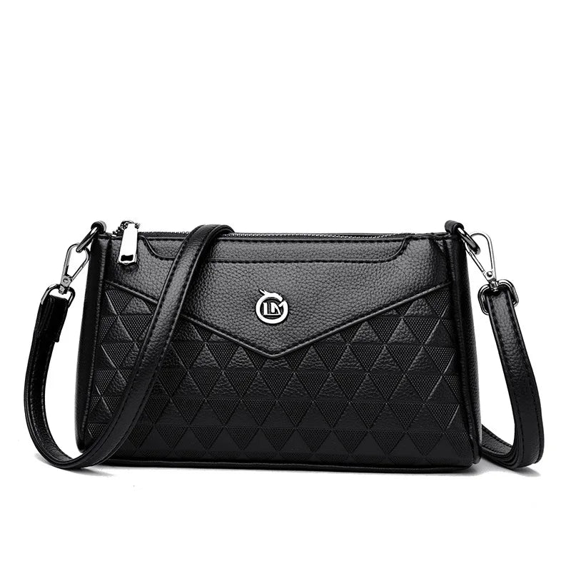 Diamond-Shaped Zipper Large-Capacity Waterproof Soft Leather Women S Single-Shoulder Crossbody Bag