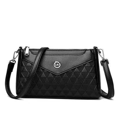 Diamond-Shaped Zipper Large-Capacity Waterproof Soft Leather Women S Single-Shoulder Crossbody Bag