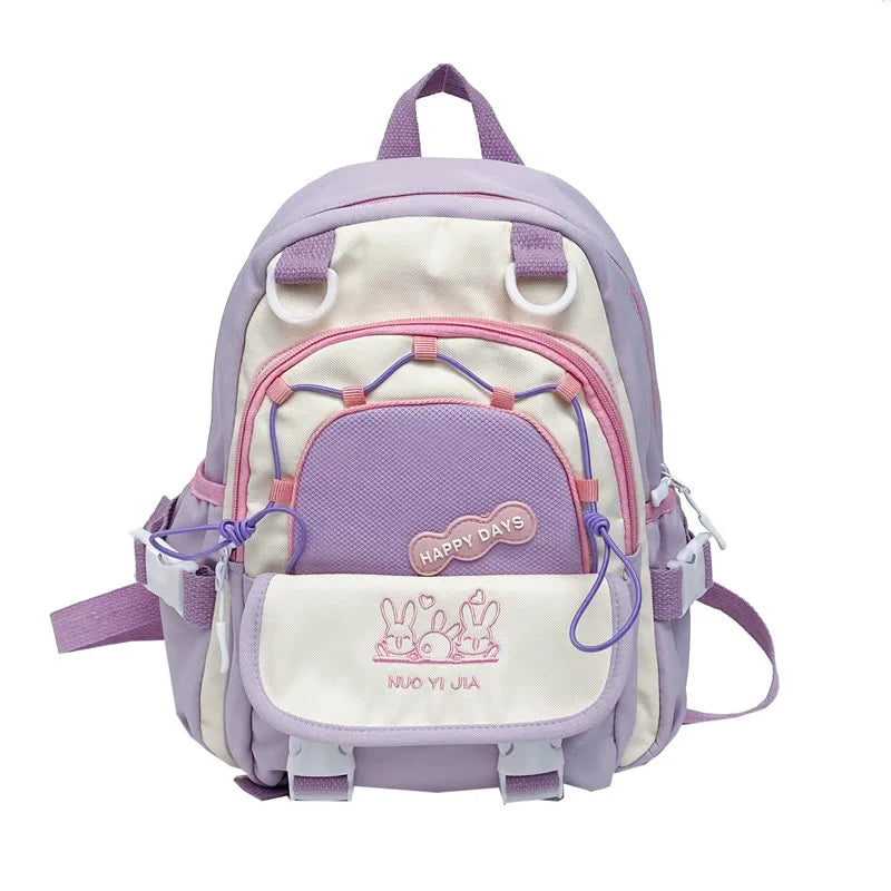 Cute Color-Blocking Backpack Female Students Large-Capacity Schoolbag