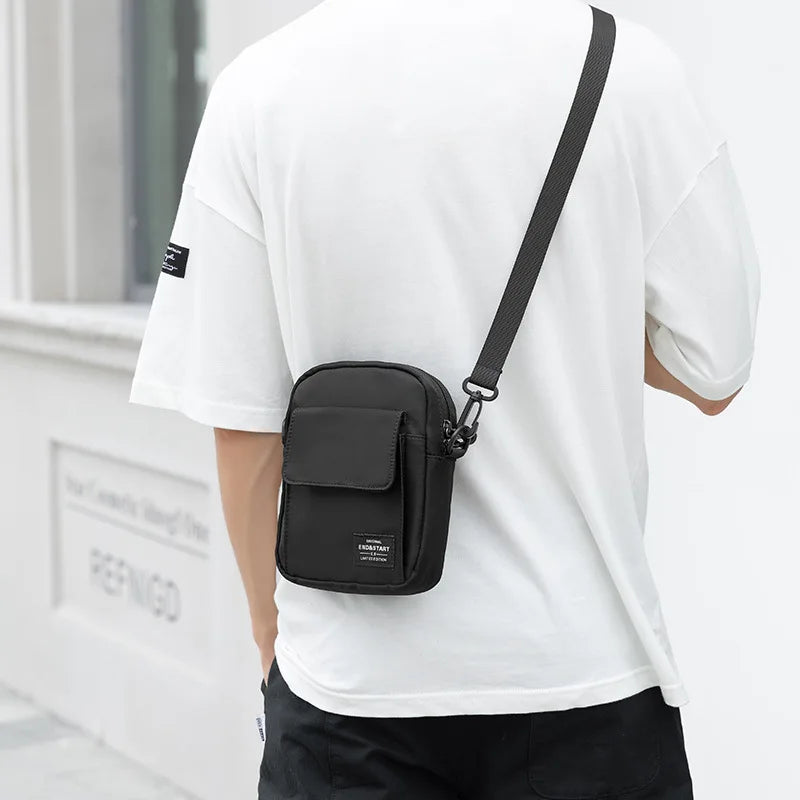 Mini Men S Crossbody Bag Waterproof Nylon Lightweight Cycling Simple Single-Shoulder Small Crossbody