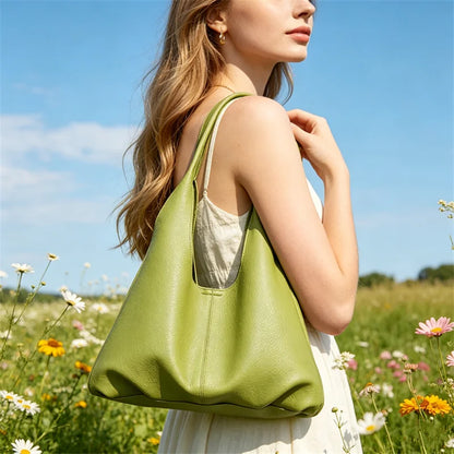 Oversized Soft Leather Hobo Tote Bag Spacious Stylish Versatile Handbag Armpit Shoulder Bags