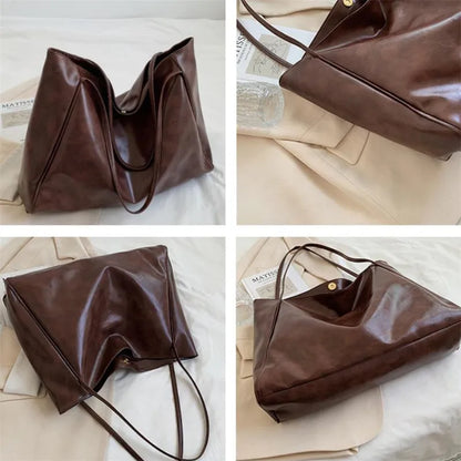 Large Leather Tote Bag for Women – Soft Shoulder Bag for Work & Travel