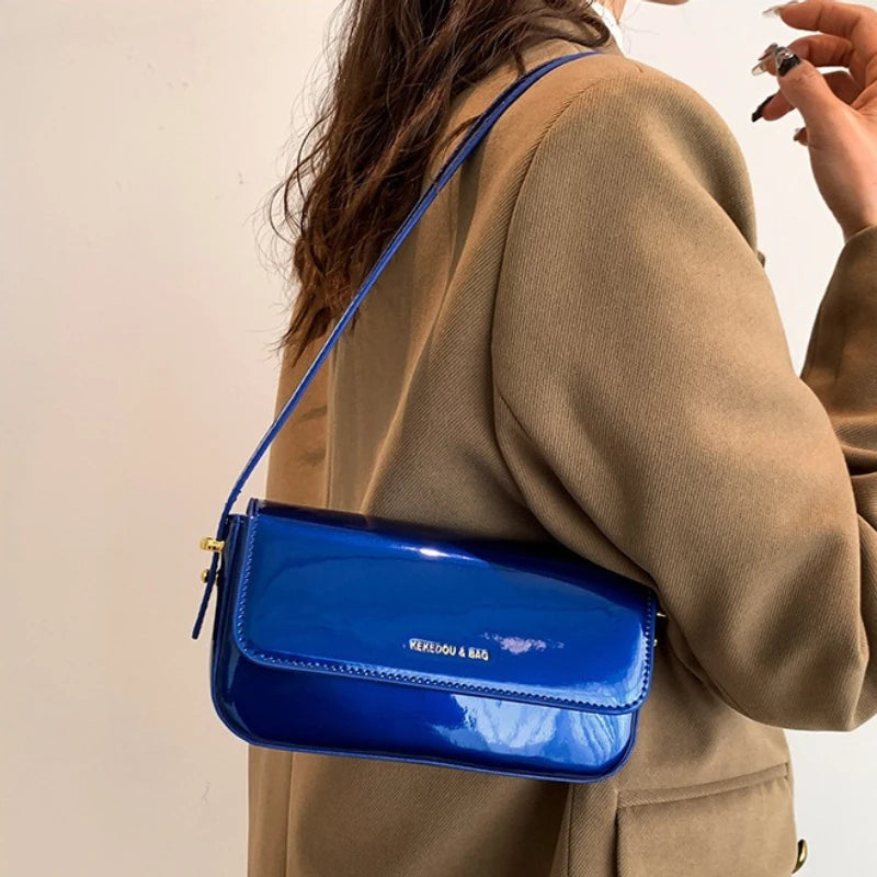 Glossy Patent Leather Crossbody Shoulder Bag for Women
