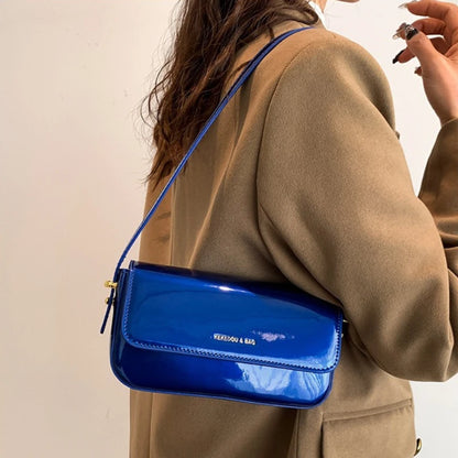 Glossy Patent Leather Crossbody Shoulder Bag for Women