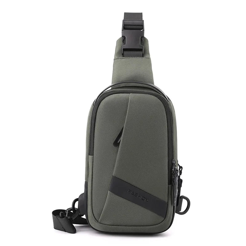 Men S Large Capacity Single Shoulder Chest Pack Usb Charging Backpack Oblique Cross Waterproof