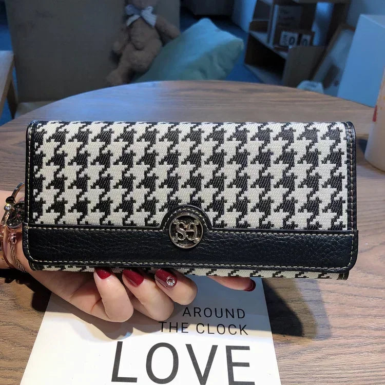 Leather Long Purse Ladies Wallet Niche Design Multi-Card Bag Canvas Coin Premium Large Capacity