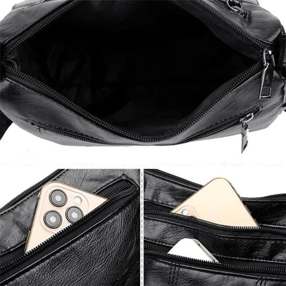 Multi-Pocket Crossbody Bag – Women's PU Leather Shoulder Bag