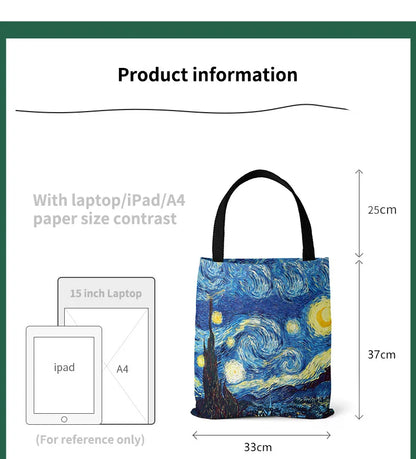 Van Gogh Art Print Linen Tote Bag – Oil Painting Handbag