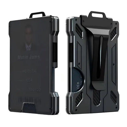 Homefish Slim Metal Wallet Men Rfid Blocking Money Clip Clear Id Window Carbon Fiber Texture Travel