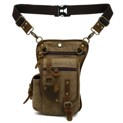 Outdoor Cycling Leg Bag Men Durable Canvas Casual Single-Shoulder Crossbody Bag Waist
