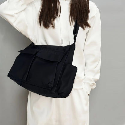 Vintage Canvas Crossbody Bag – Multi-Pocket Shoulder Messenger Bag