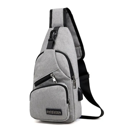 Men S Multifunctional Shoulder Bag Usb Charging Leisure Sports Large Capacity Waterproof Oxford