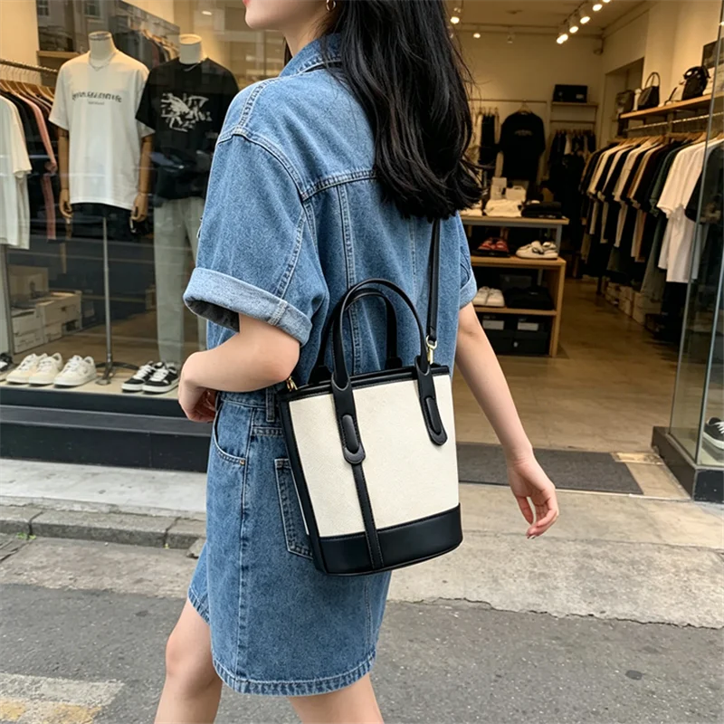 Canvas Leather Crossbody Bag – Vintage Handbag for Women