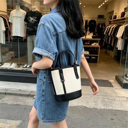 Canvas Leather Crossbody Bag – Vintage Handbag for Women