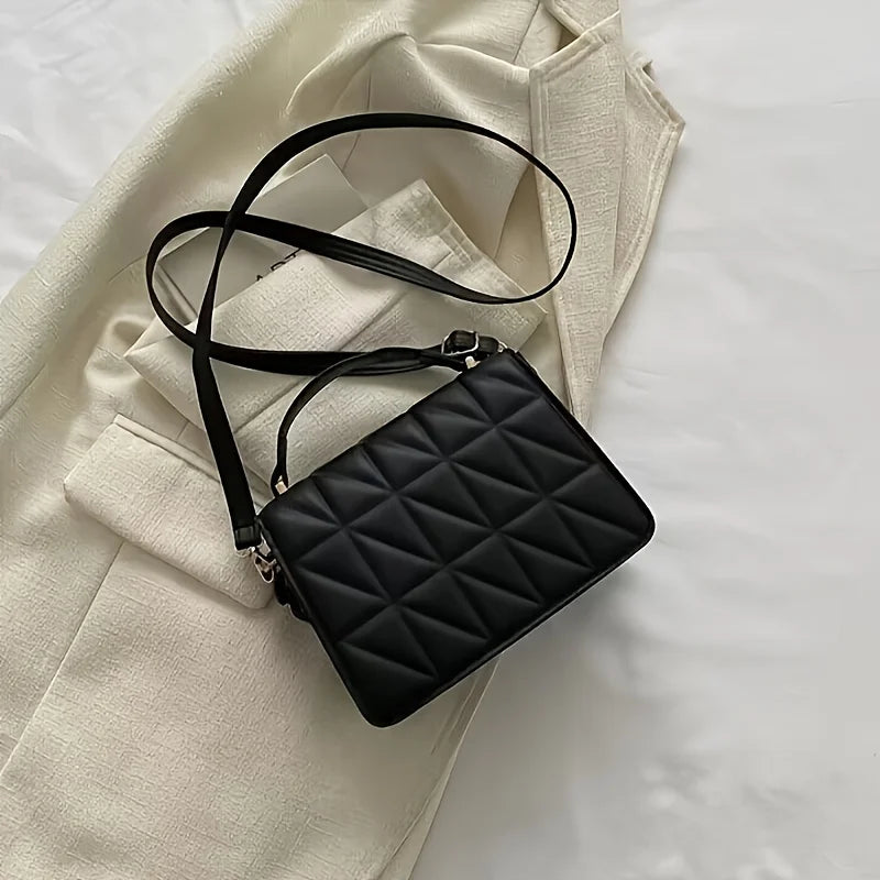 Quilted Diamond Crossbody Bag with Chain & Shoulder Strap