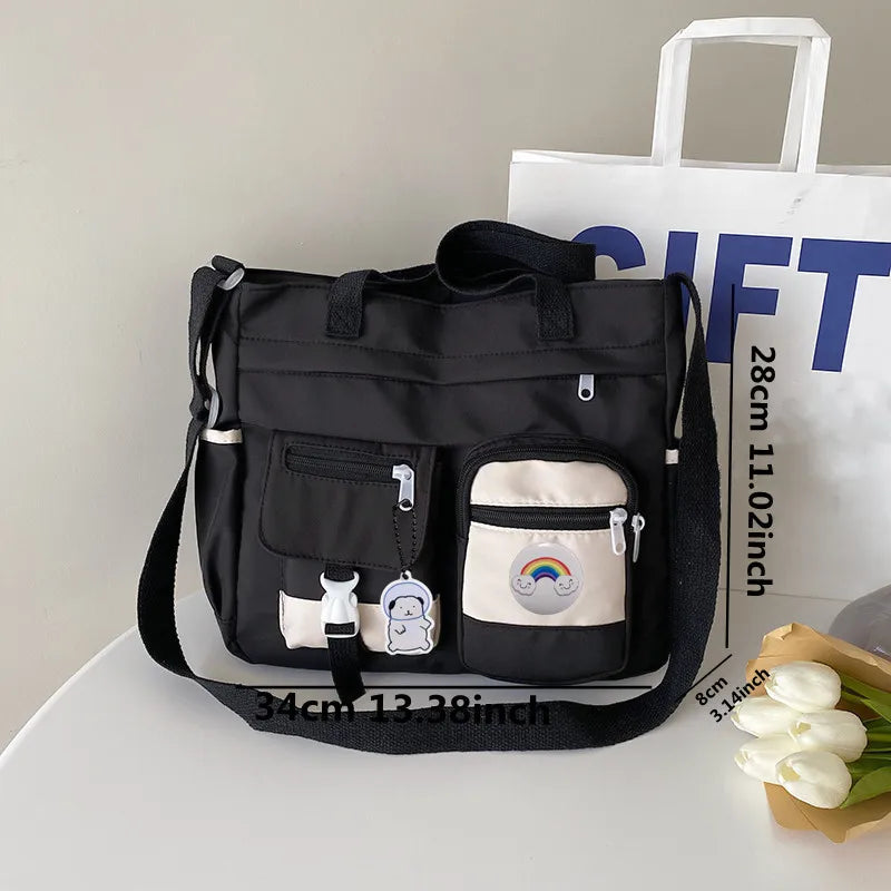 Harajuku Nylon Shoulder Bag – Multi-Pocket Crossbody Messenger Bag