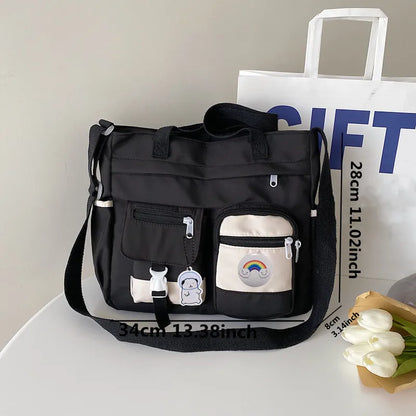 Harajuku Nylon Shoulder Bag – Multi-Pocket Crossbody Messenger Bag