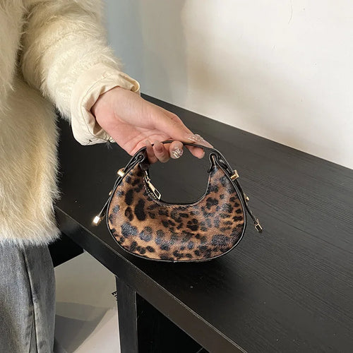 Leopard Print Mini Tote Bag for Women – Chic PU Leather Purse