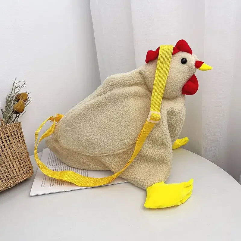Cute Plush Chicken Crossbody Bag – Novelty Shoulder Bag for Women