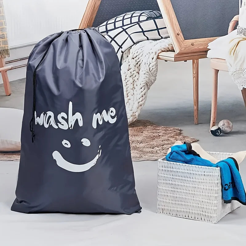 Drawstring Laundry Bag – Wash Me Smiley Face Design
