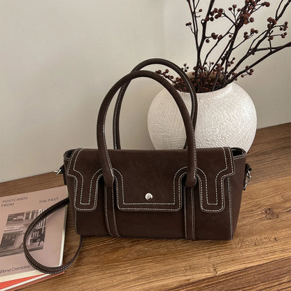 Trendy Retro Women Crossbody Bag Suede Pu Quilted Handbag Solid Color Portable Shoulder Commute