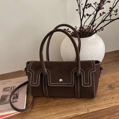 Trendy Retro Women Crossbody Bag Suede Pu Quilted Handbag Solid Color Portable Shoulder Commute