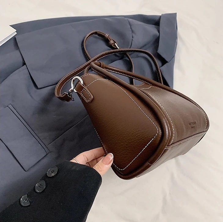 Leather Tote Bag – Vintage Top Handle Crossbody Handbag for Women