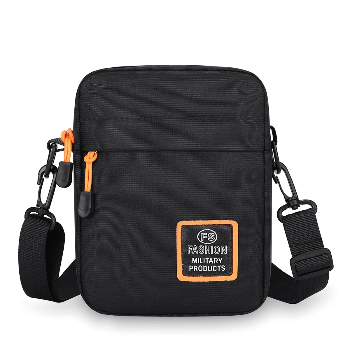 Men S Lightweight Nylon Crossbody Bag Multiple Compartments Zipper Square Adjustable Strap Daily Use
