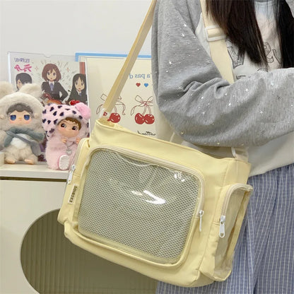 Trendy Transparent Crossbody Bag Girls Large Capacity Shoulder Bags Fashionable School Style Texture