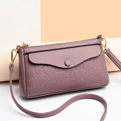 Button-Zippered Single-Shoulder Envelope Bag Large-Capacity Waterproof Soft Leather Women S