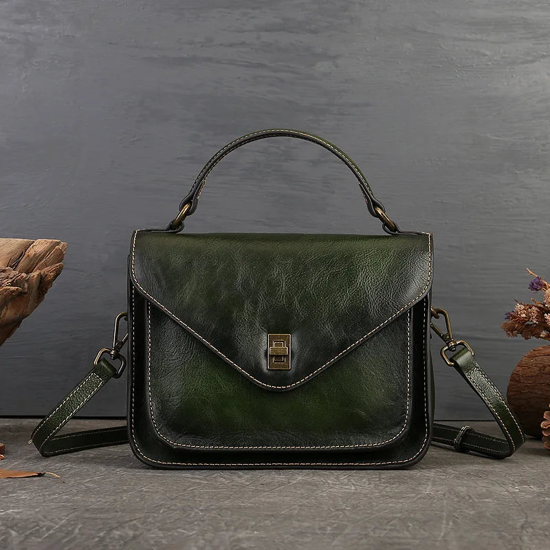 Top-Grain Cowhide Lady S Hand-Held Vintage Messenger Bag Envelope Bag Genuine Leather