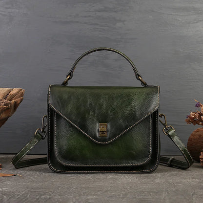 Top-Grain Cowhide Lady S Hand-Held Vintage Messenger Bag Envelope Bag Genuine Leather
