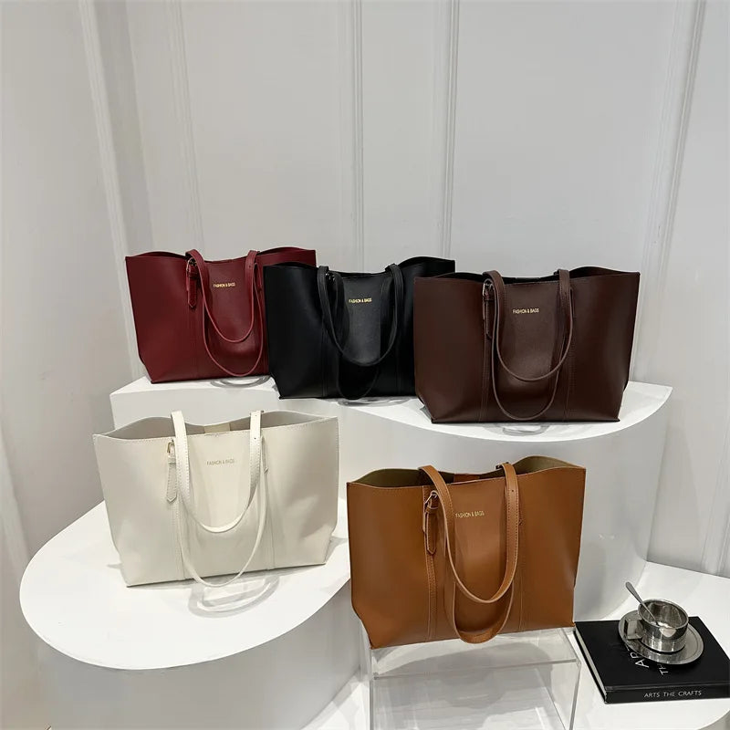 Leather Tote Bag – Large Capacity Women's Work Shoulder Bag