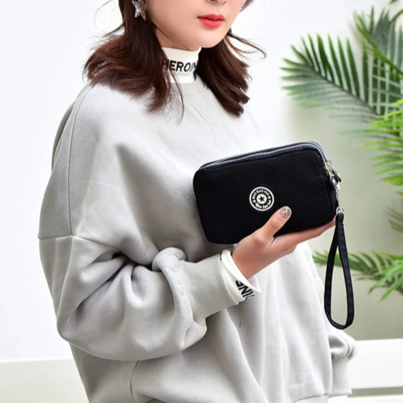 Wristlet Clutch Purse – Floral Multi-Zipper Coin Wallet for Women