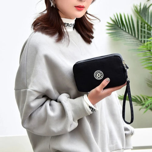 Wristlet Clutch Purse – Floral Multi-Zipper Coin Wallet for Women