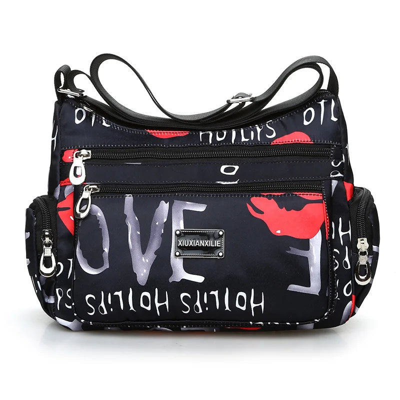 Floral Print Crossbody Bag Trendy Nylon Shoulder Bag Women S Multi Layer Messenger Bag Travel