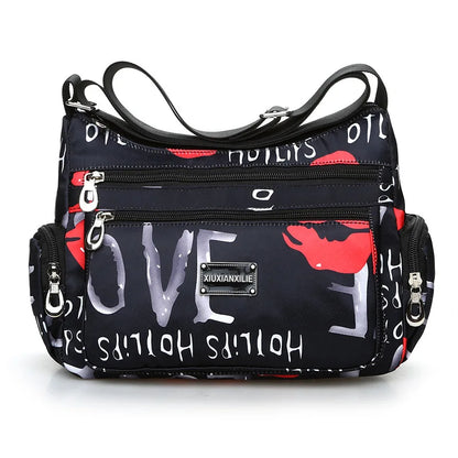 Floral Print Crossbody Bag Trendy Nylon Shoulder Bag Women S Multi Layer Messenger Bag Travel