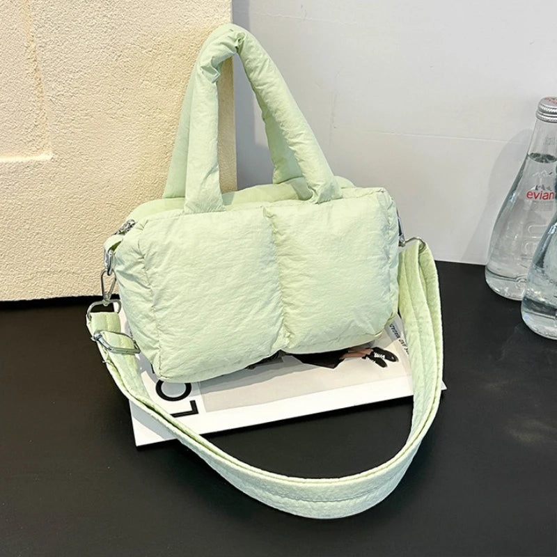 Quilted Puffer Crossbody Bag Mini Padded Handbag Top Handle Bag Adjustable Strap Women S Casual