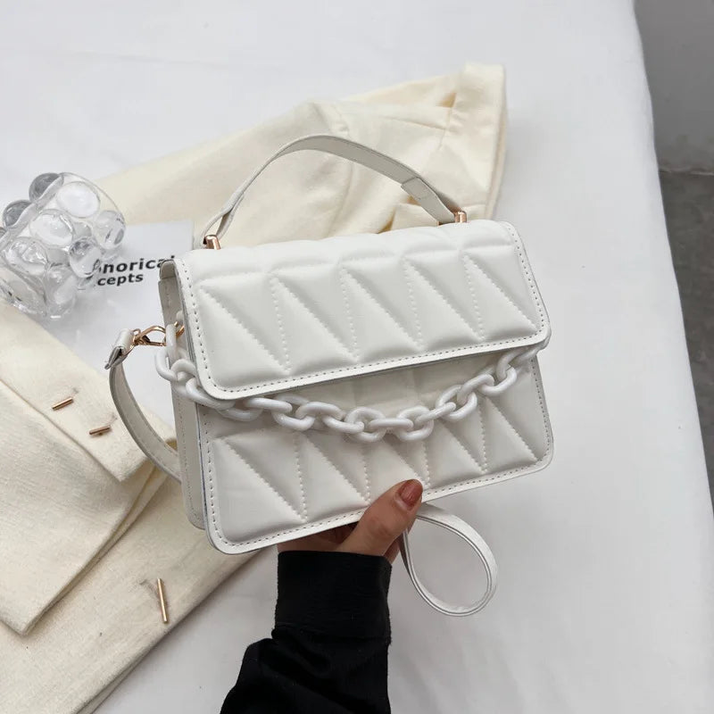 Quilted Crossbody Bag for Women – Mini Flap Purse with Chain