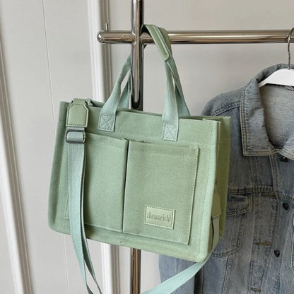 Canvas Tote Handbag with Detachable Shoulder Strap