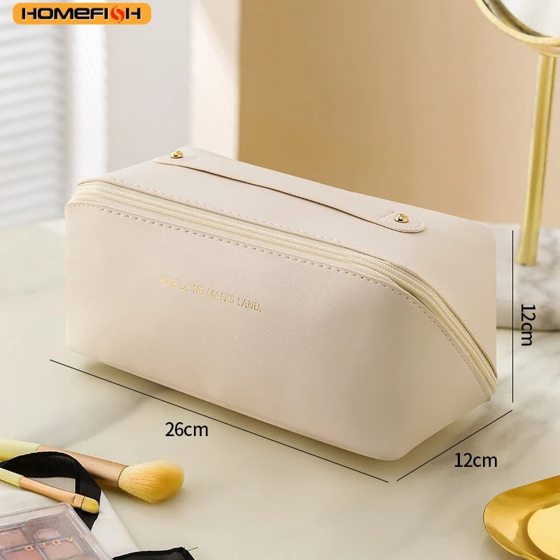 Homefish Luxury Zipper Cosmetic Storage Case Portable Travel Makeup Organizer Toiletry Bag Women