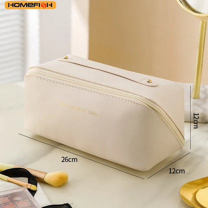 Homefish Luxury Zipper Cosmetic Storage Case Portable Travel Makeup Organizer Toiletry Bag Women