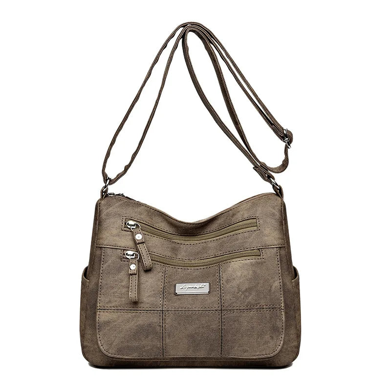 Crossbody Messenger Bag – Vintage Multi-Pocket Shoulder Bag for Women