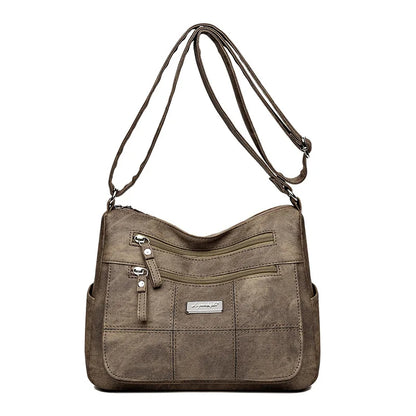 Crossbody Messenger Bag – Vintage Multi-Pocket Shoulder Bag for Women
