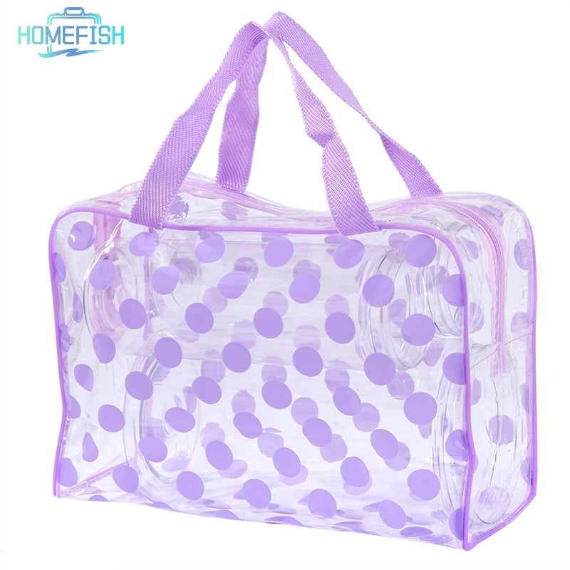 Homefish Transparent Polka Dot Women S Makeup Bag Waterproof Pvc Cosmetic Portable Storage