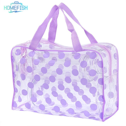 Homefish Transparent Polka Dot Women S Makeup Bag Waterproof Pvc Cosmetic Portable Storage