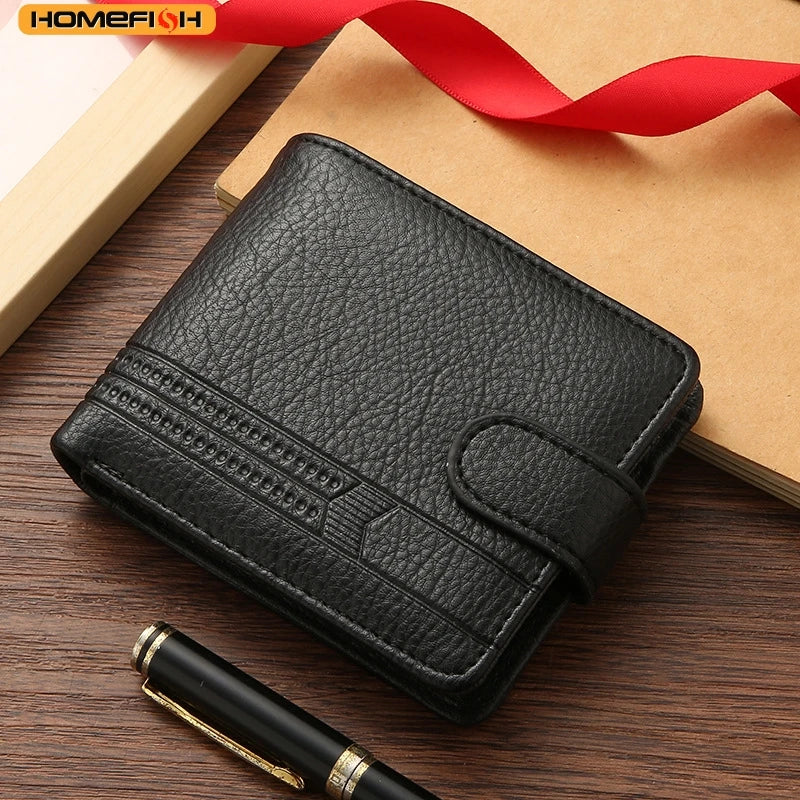 1 Homefish Slim Male Short Leather Wallet Multi Card Holders Design